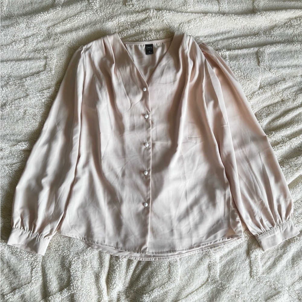 Chic Blush Button-Up Blouse
